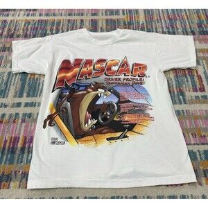 Vtg 1995 Nascar Single Stitch T Shirt Driver Profile TASMANIAN DEVIL No Tag L